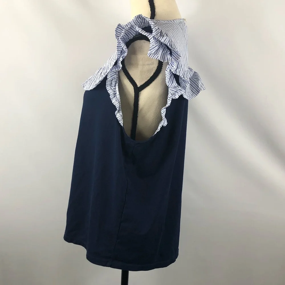 J. Crew Striped Ruffles Top